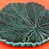 1960s vine leaf trivet glazed ceramic
