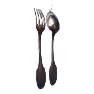 Set of 2 cutlery fork spoon silver metal beads by Christofe