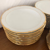 Tableware service 40 pieces in white and gilded porcelain CG Cie France Limoges