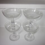 Set of 4 old champagne glasses