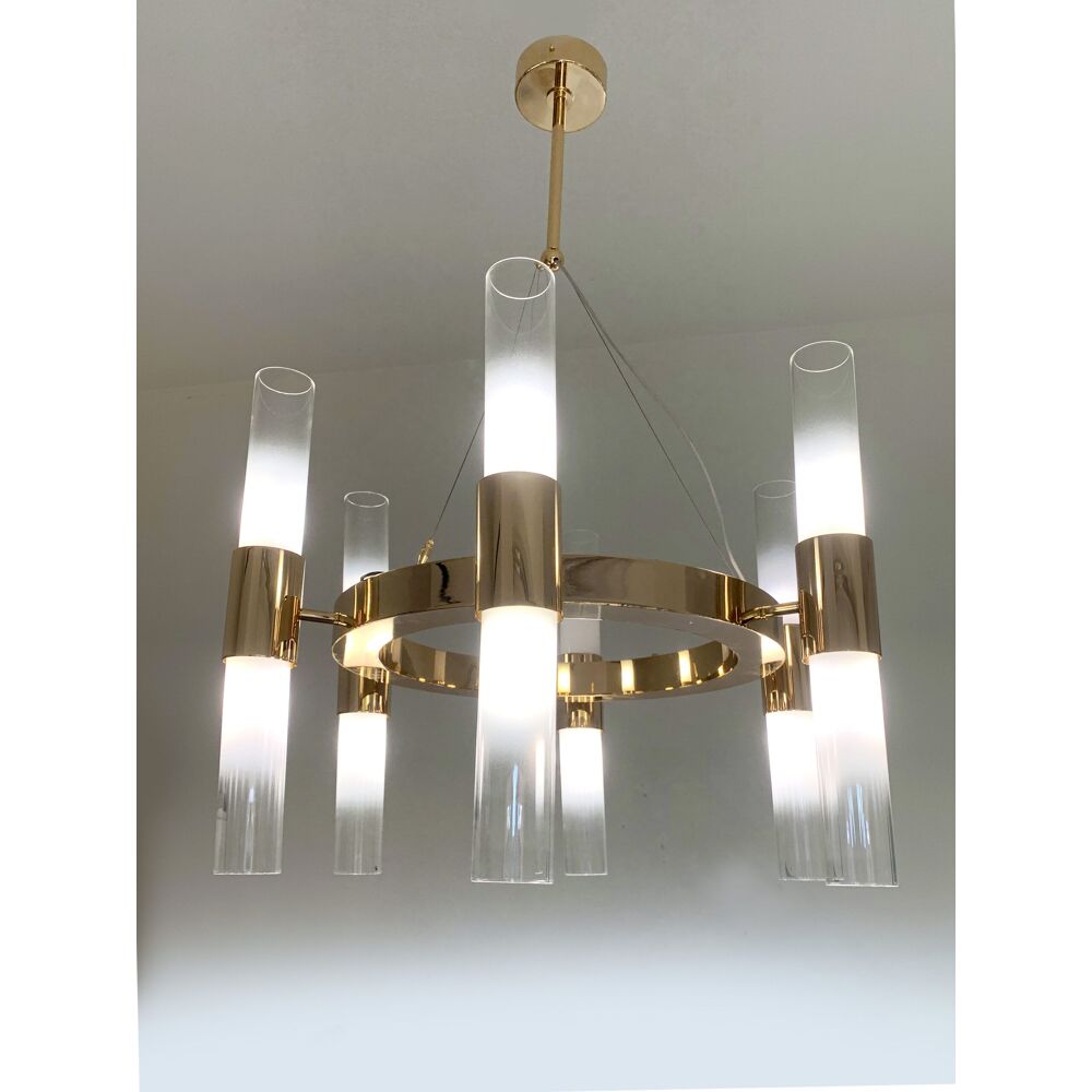 Glass and metal chandelier