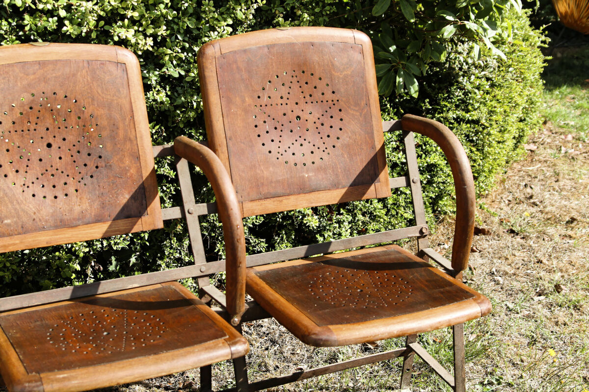 Row of theater folding seats, early twentieth century