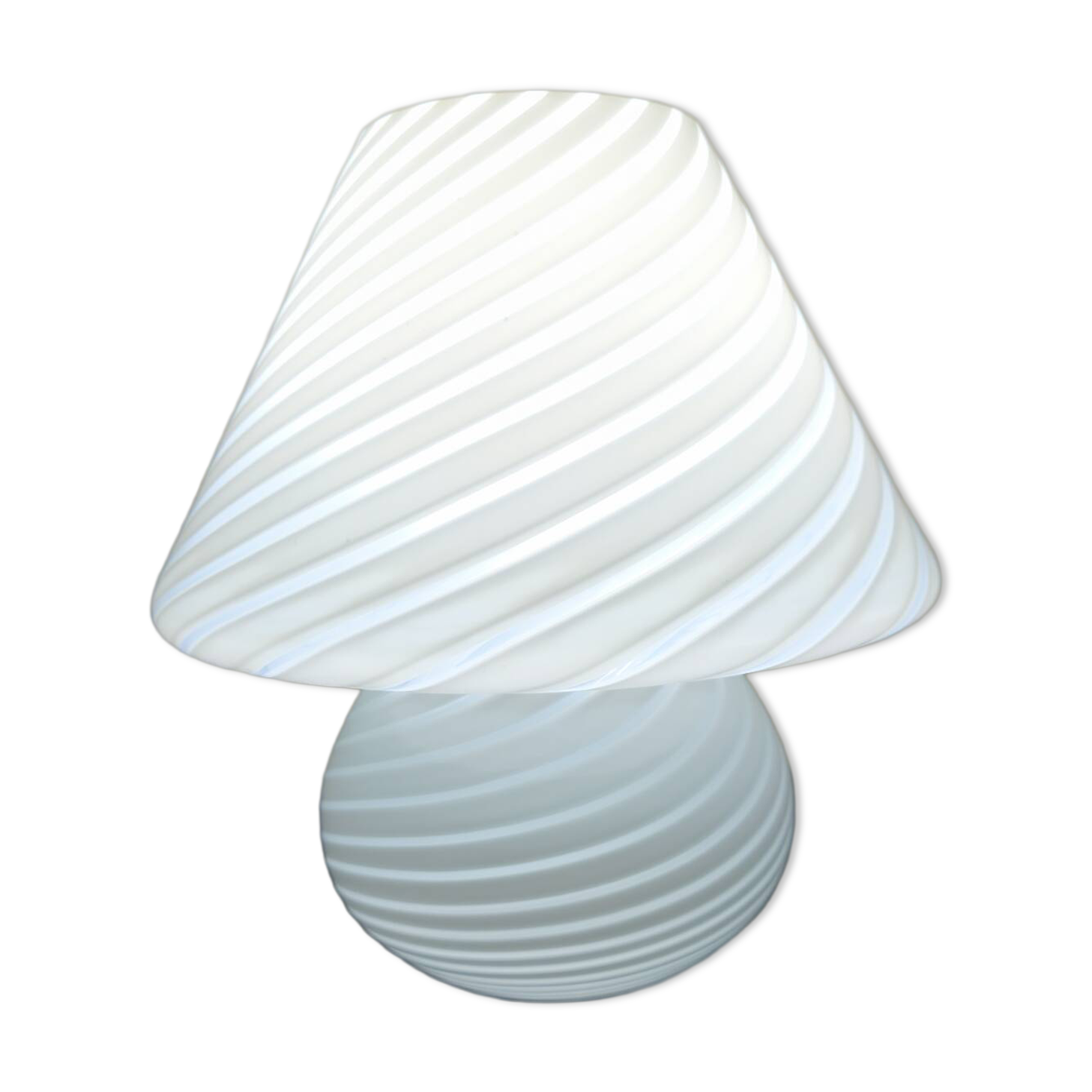 White striped Murano mushroom lamp / swirl – Vintage 1970 – Perfect