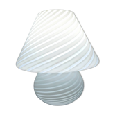 White striped Murano mushroom lamp / swirl – Vintage 1970 – Perfect