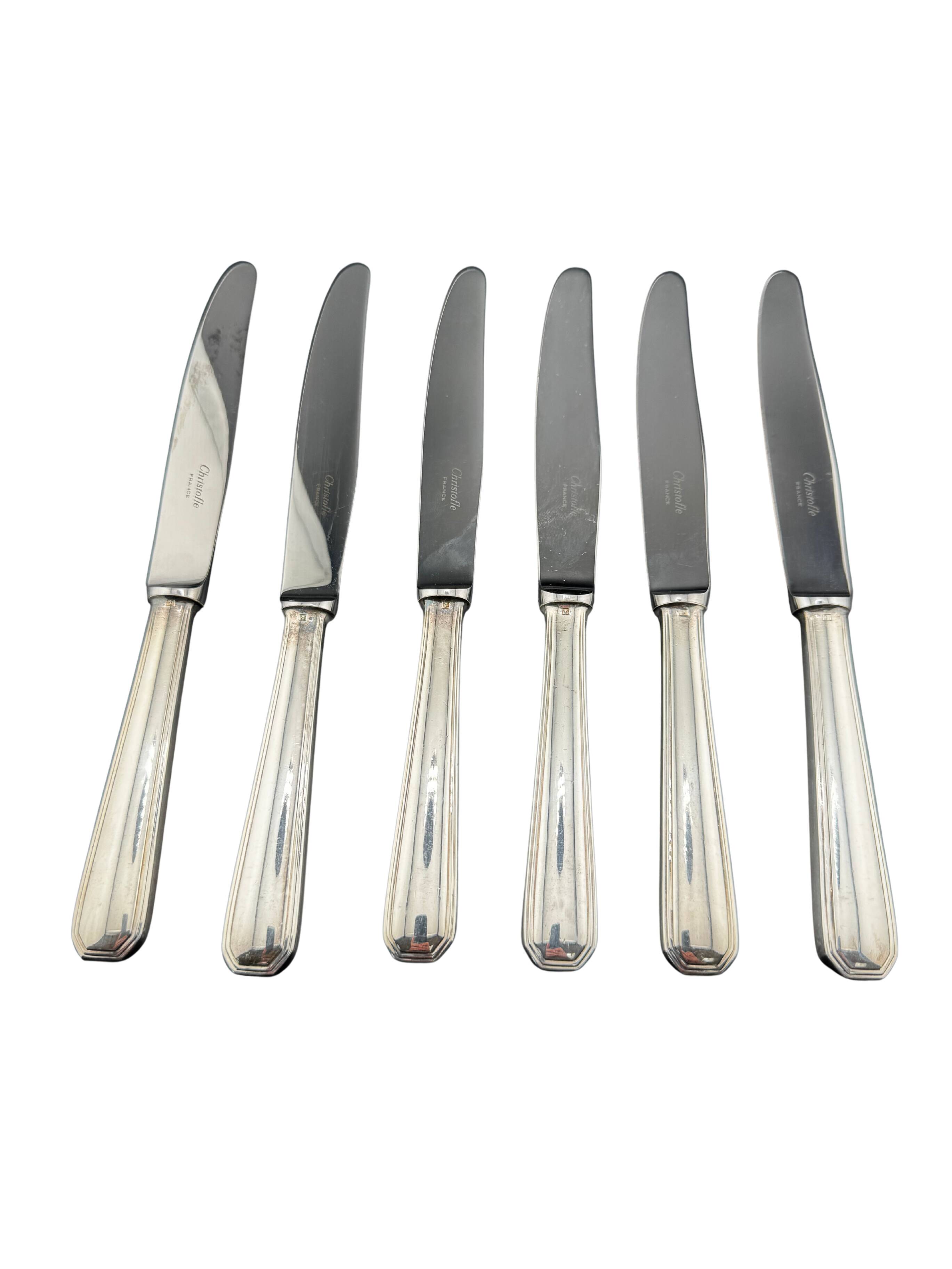 Christofle - Set of 6 Large Table Knives - America Model by Luc Lane