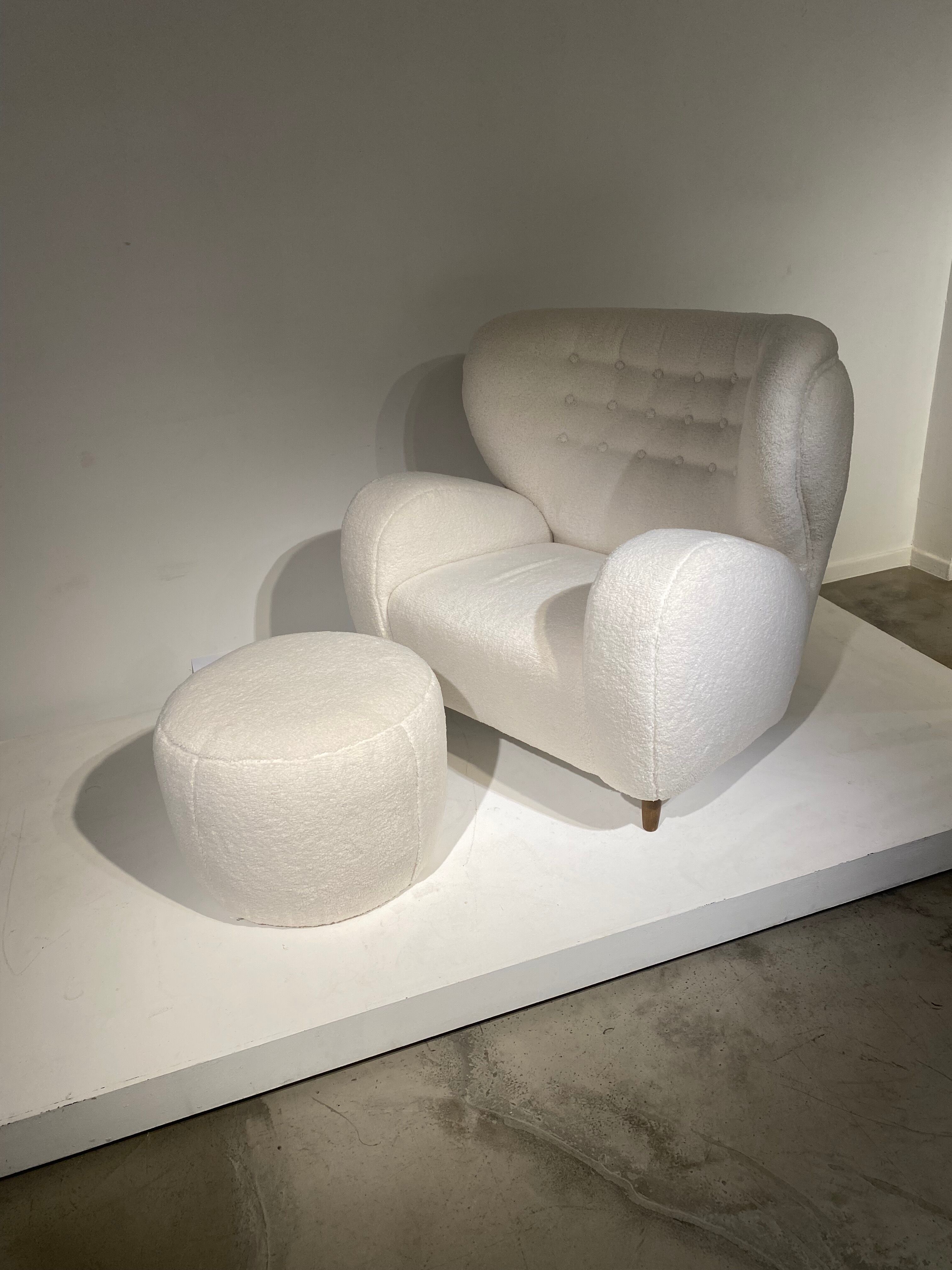 Lounge chair by Märta Blomstedt and matching footstool