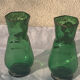 Paire de vases aux iris dore verre transparent vert et iris peint a la main art nouveau, collector