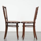 Beautiful set of 6 wooden vintage bistro chairs by Jacob & Josef Kohn Wien with cane seat