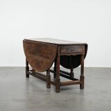 Antique English oak side/dining/gateleg table from the 18th century