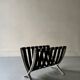 Large Barcelona magazine rack in chrome and leather straps, design circa 1970