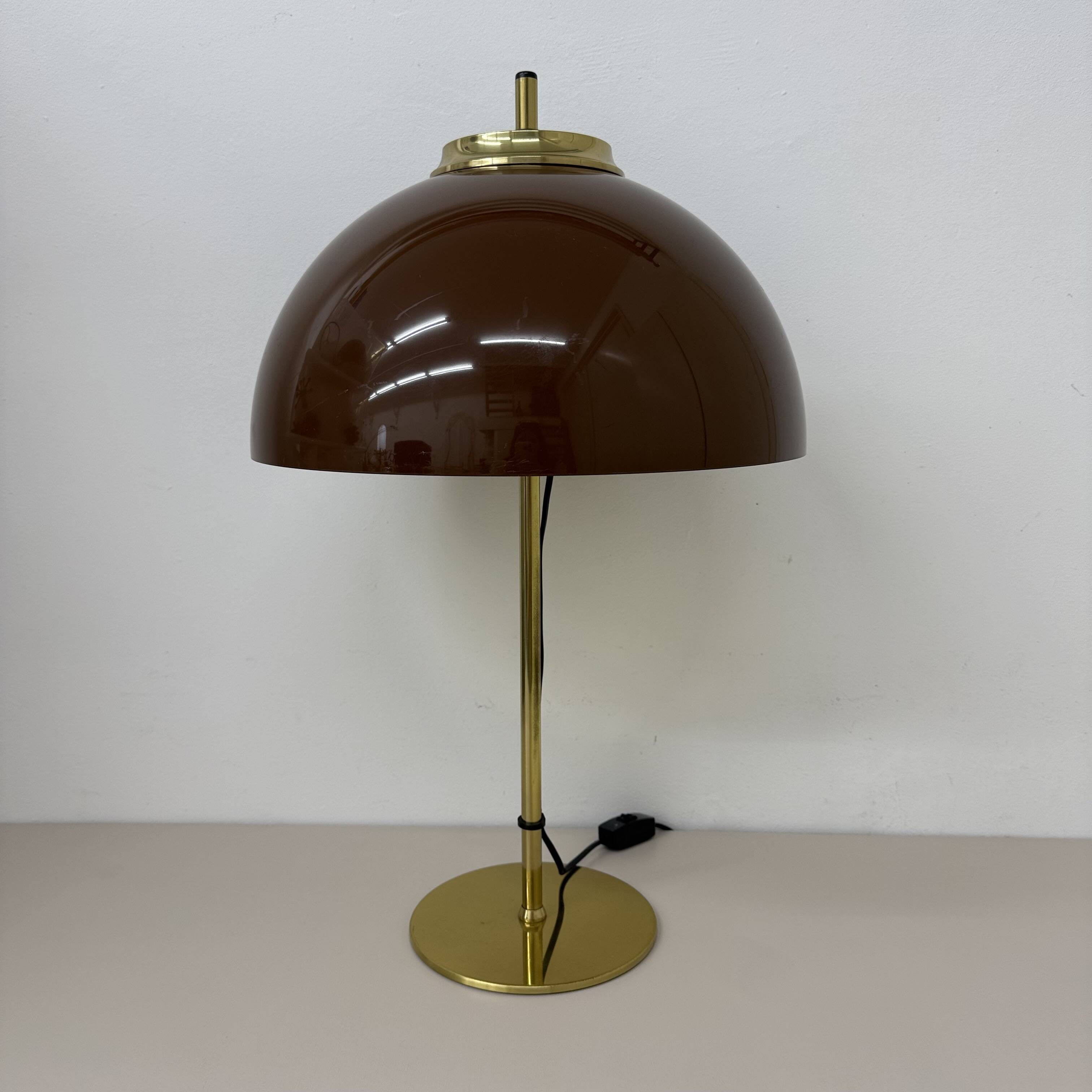 Vintage Mushroom table lamp with gold metal base , 1970s