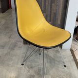 Fibreglass chair skai vinyl DSR Eiffel yellow Eames Herman Miller
