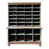 Large double-body industrial shelf in patinated metal – t furniture