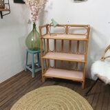 Vintage wicker and bamboo shelf