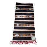 Small Black & Saffron Berber Kilim – Flat Weave Hanbel – 65x140 cm