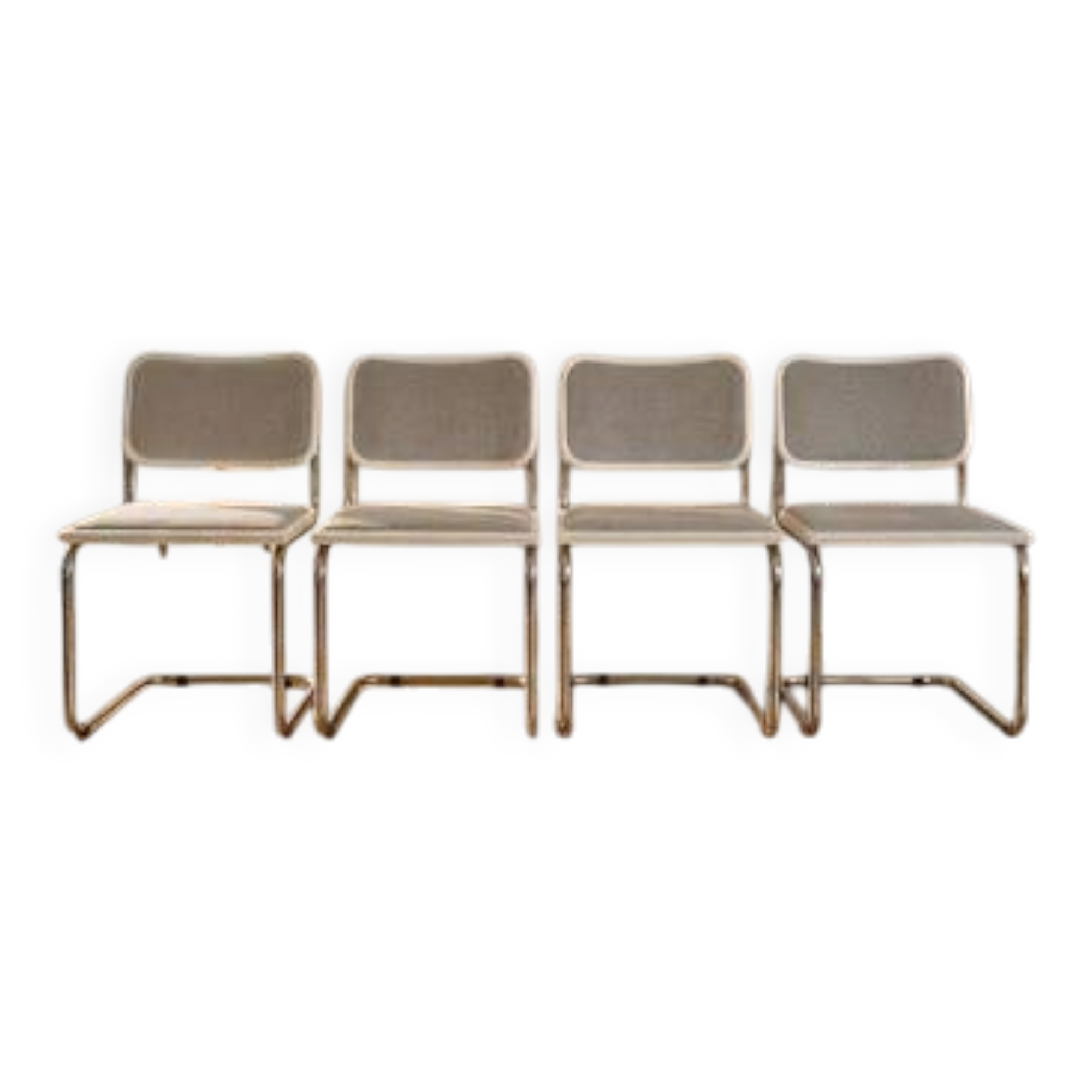 Set of 4 Marcel Breuer tubular chairs, mid-century modern Bauhaus chrome cantilever dining chairs, 20th century