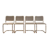 Ensemble de 4 chaises tubulaires Marcel Breuer, chaises de salle à manger cantilever en chrome Bauhaus moderne du milieu du siècle, 20e siècle.