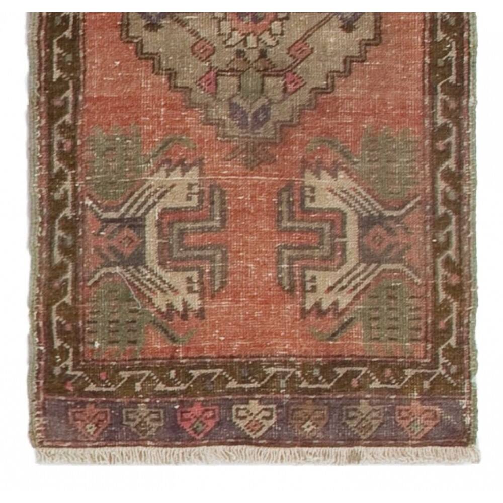 Vintage Small Rug. Turkish Seat Cover. Hand-knotted Door Mat. Entryway Rug. Kitchen Mat