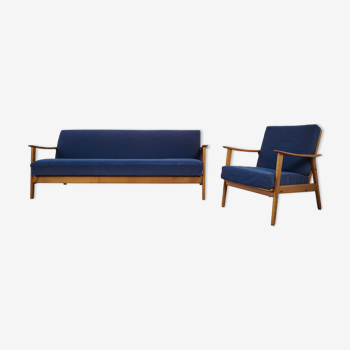 Ensemble canapé convertible + un fauteuil scandinave 1960s