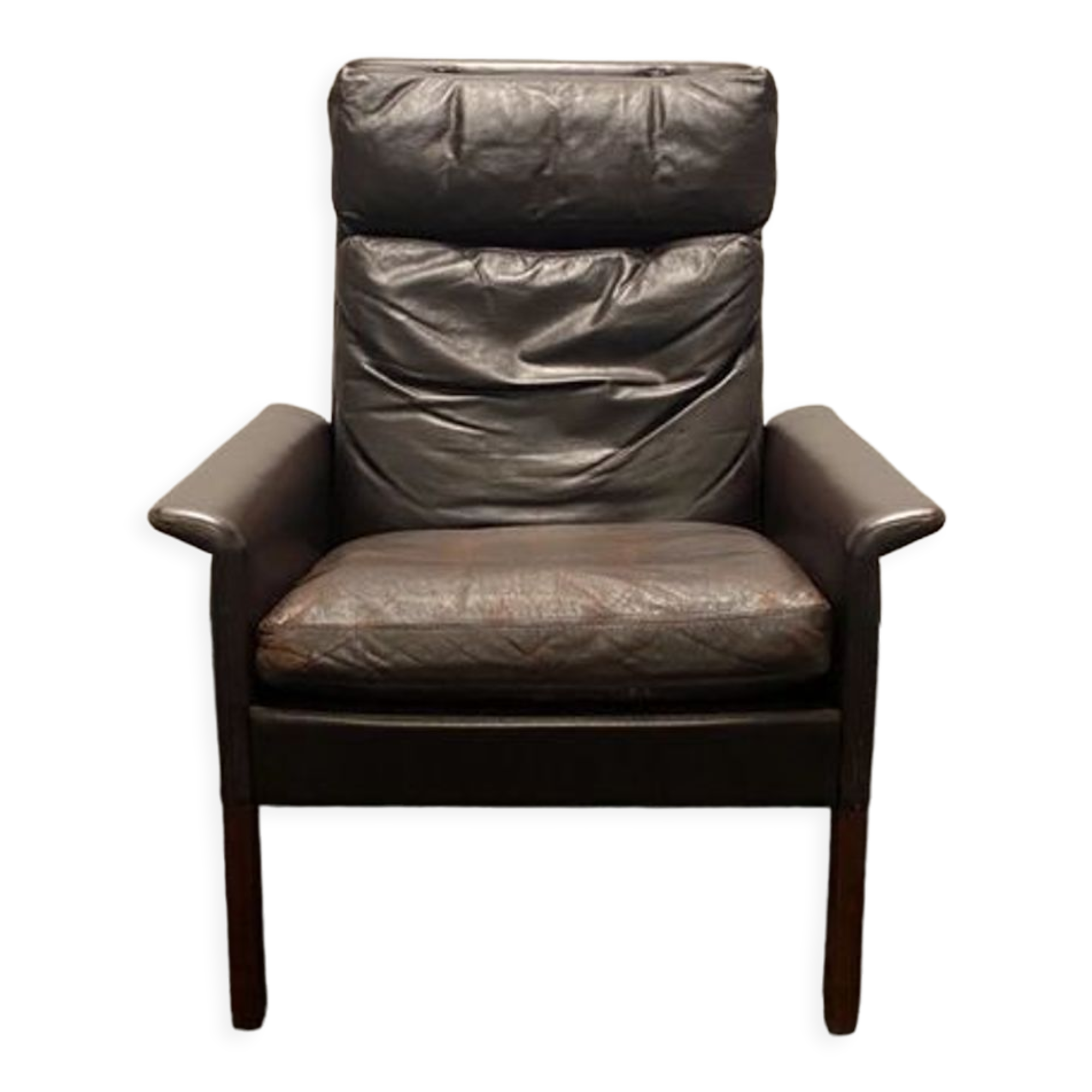 1960s Danish leather lounge chair by Hans Olsen