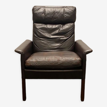 1960s Danish leather lounge chair by Hans Olsen