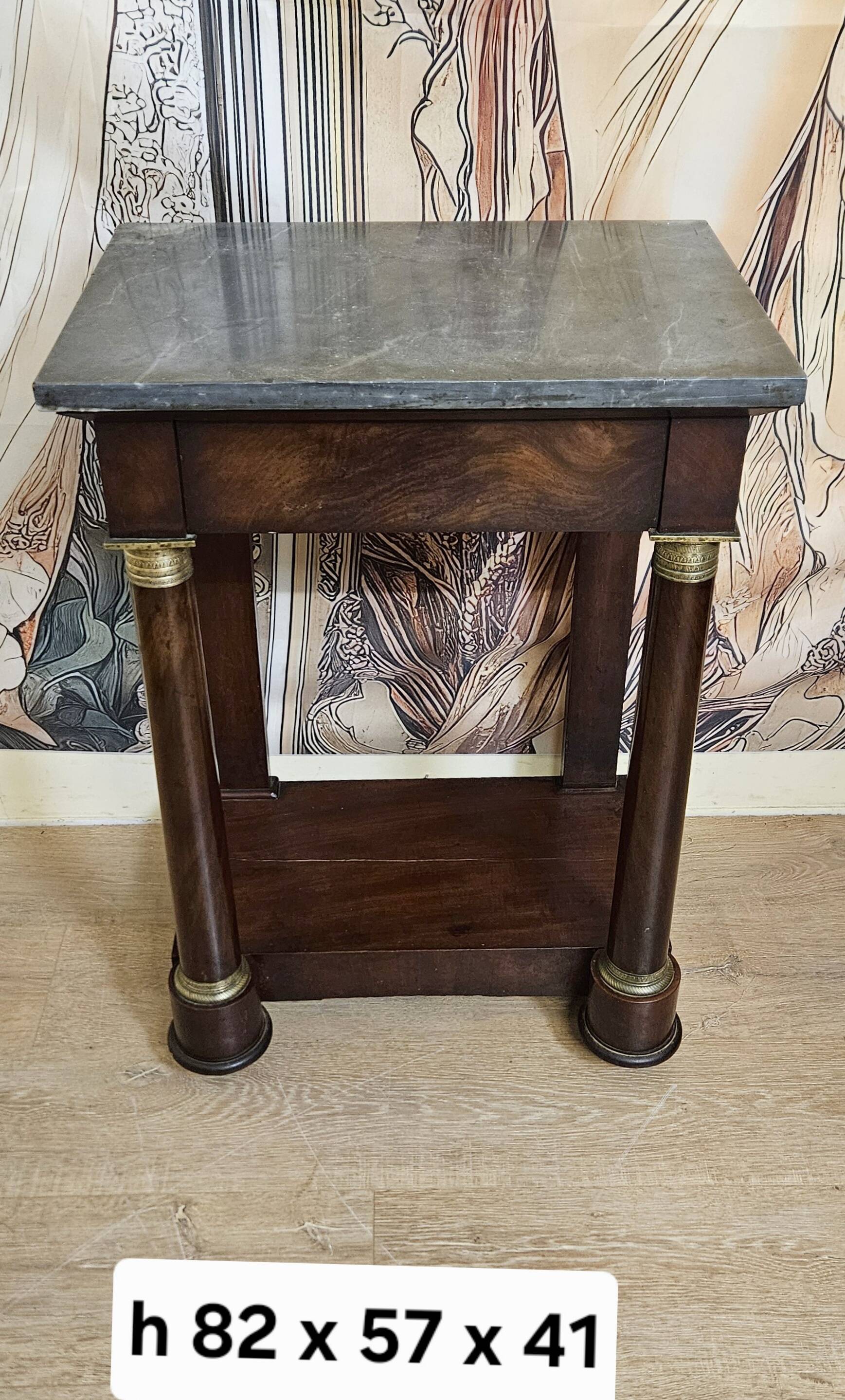 Console / Side table in mahogany and marble – Empire period, 19th century