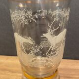 Glass vase with deer engraved decoration early twentieth century