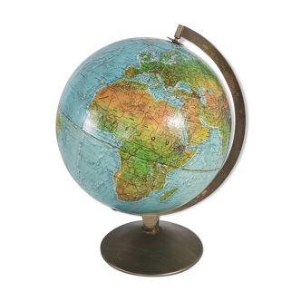 Vintage 60s relief earth globe