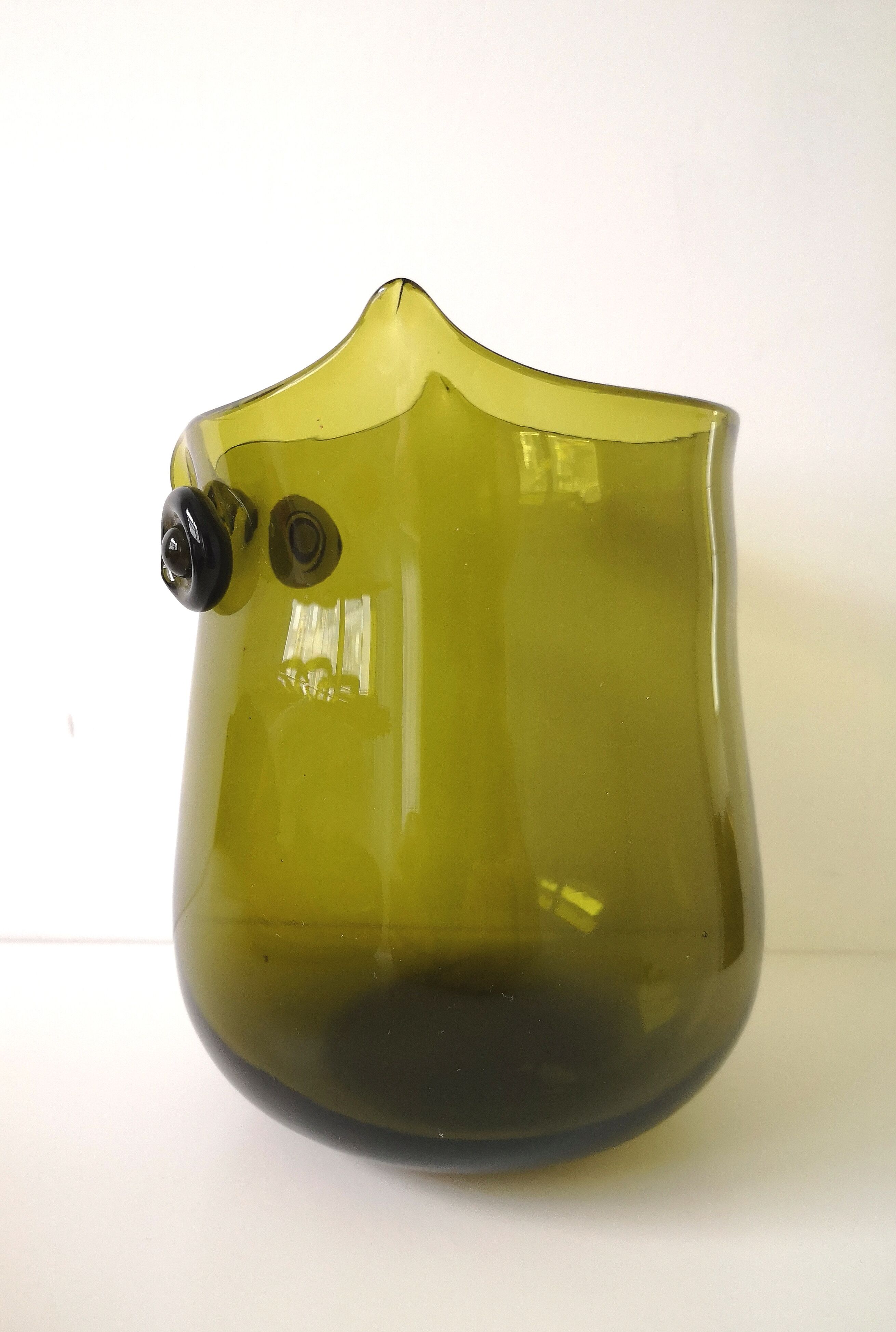 Zoomorphic pot "owl" blown glass