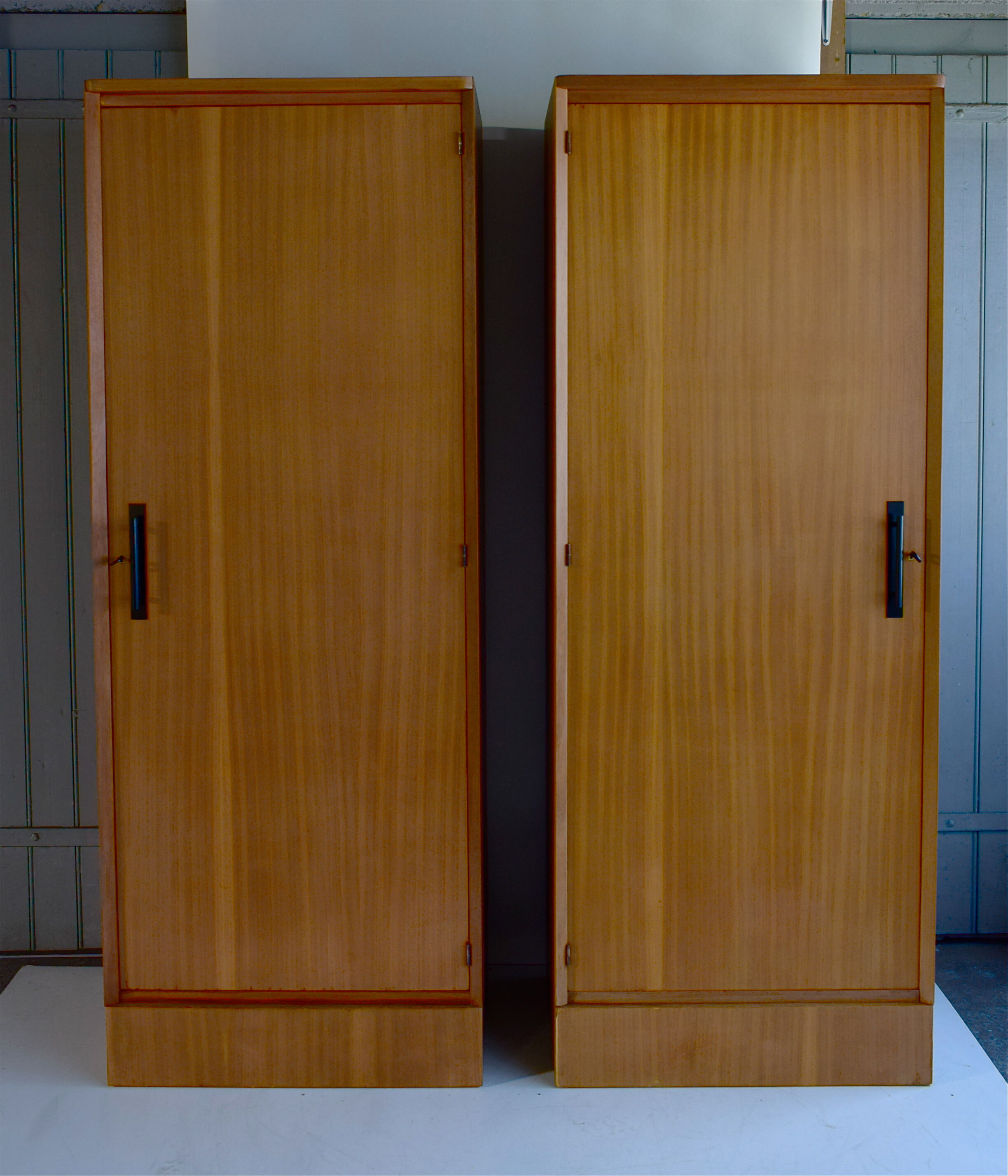 Parisian wardrobe in natural blond mahogany from the 1960s