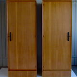 Parisian wardrobe in natural blond mahogany from the 1960s