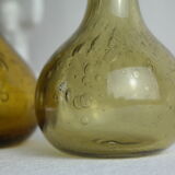 Pair of vintage biot bubbled blown glass soliflores