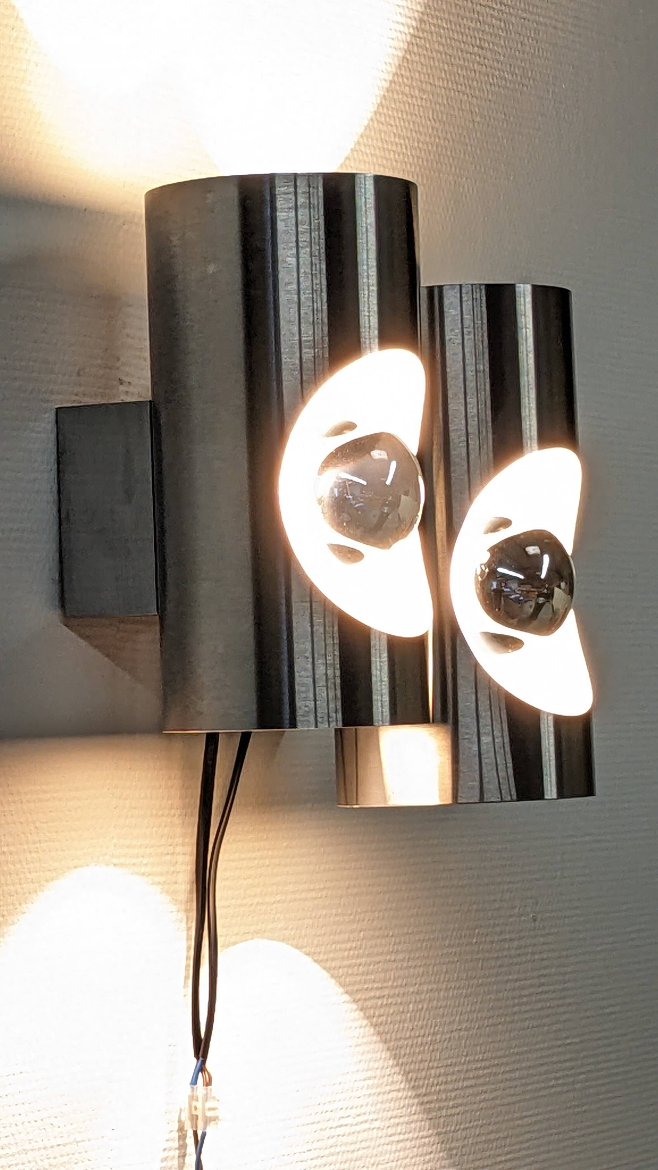 Pair of Space Age double pipe wall lights by Oxar France, 1960s-70s