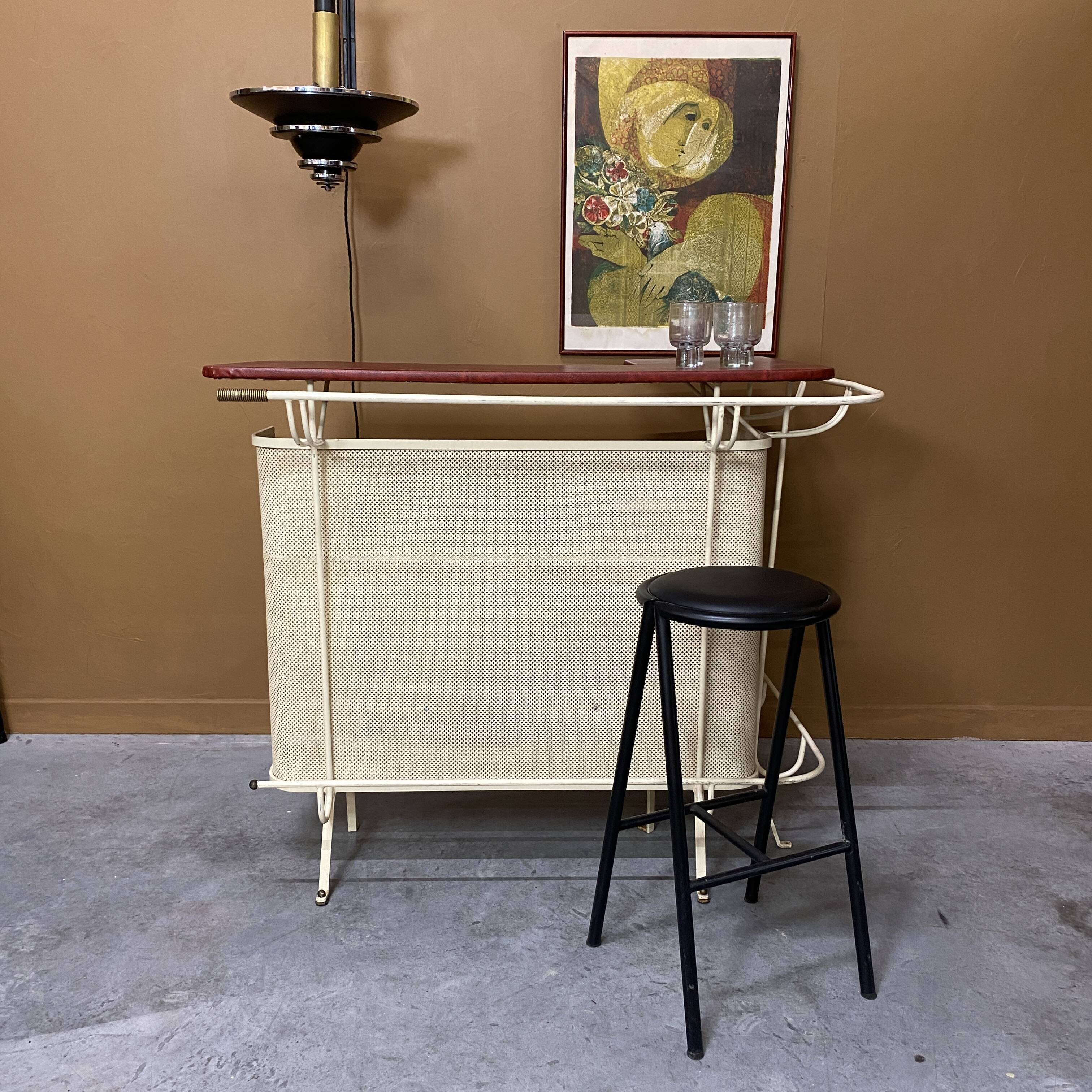 Vintage metal bar in the style of Mathieu Matégot