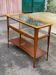 Console scandinave vintage en bois massif vitrée 103cm