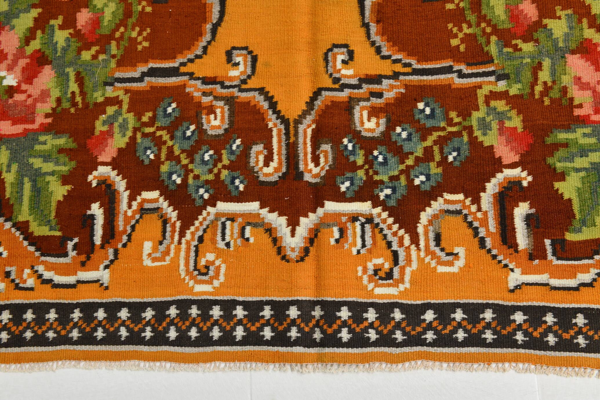 Wine Red & Orange Classic Vintage Kilim Rug, 171x289Cm