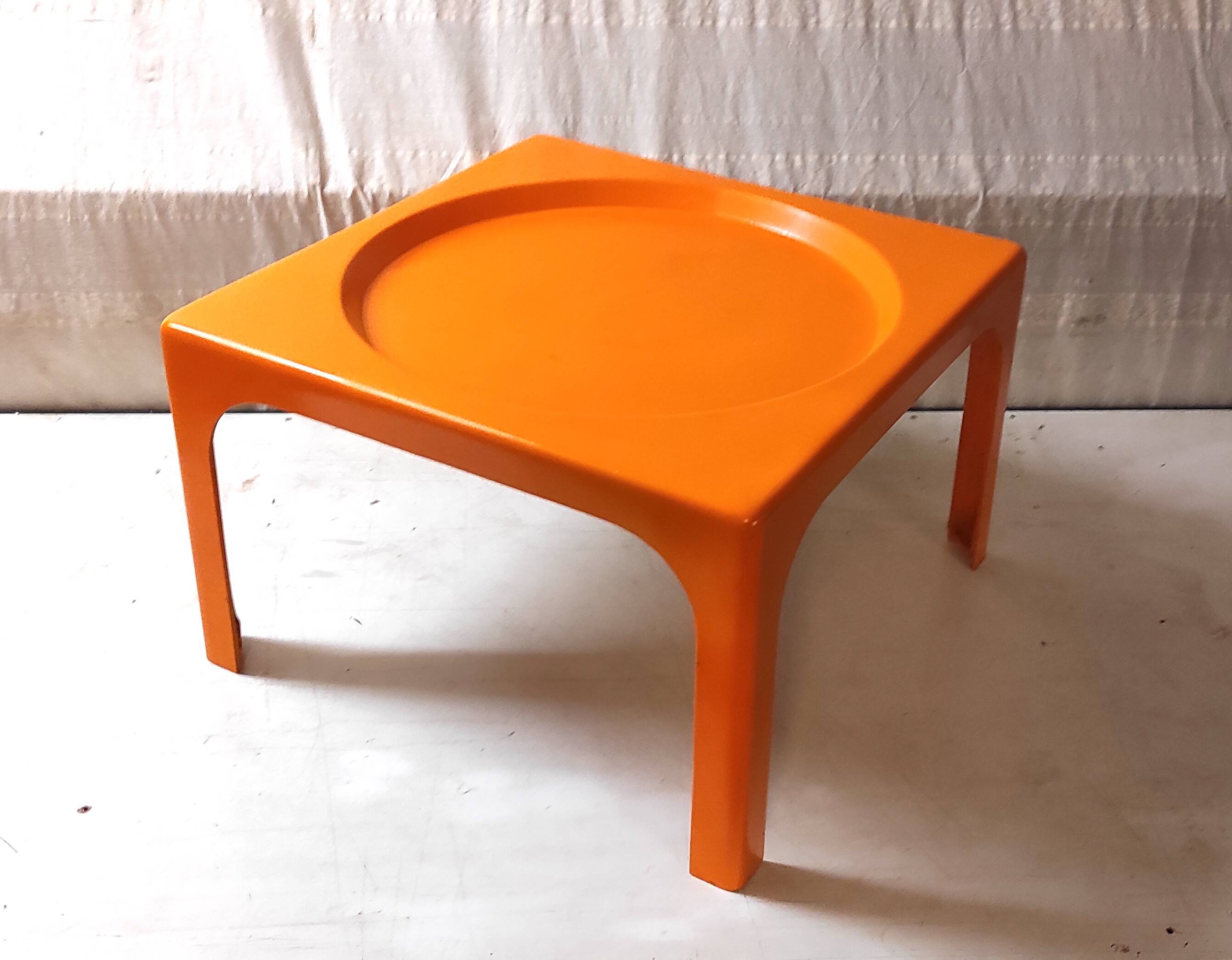 Orange fiberglass coffee table - 70s