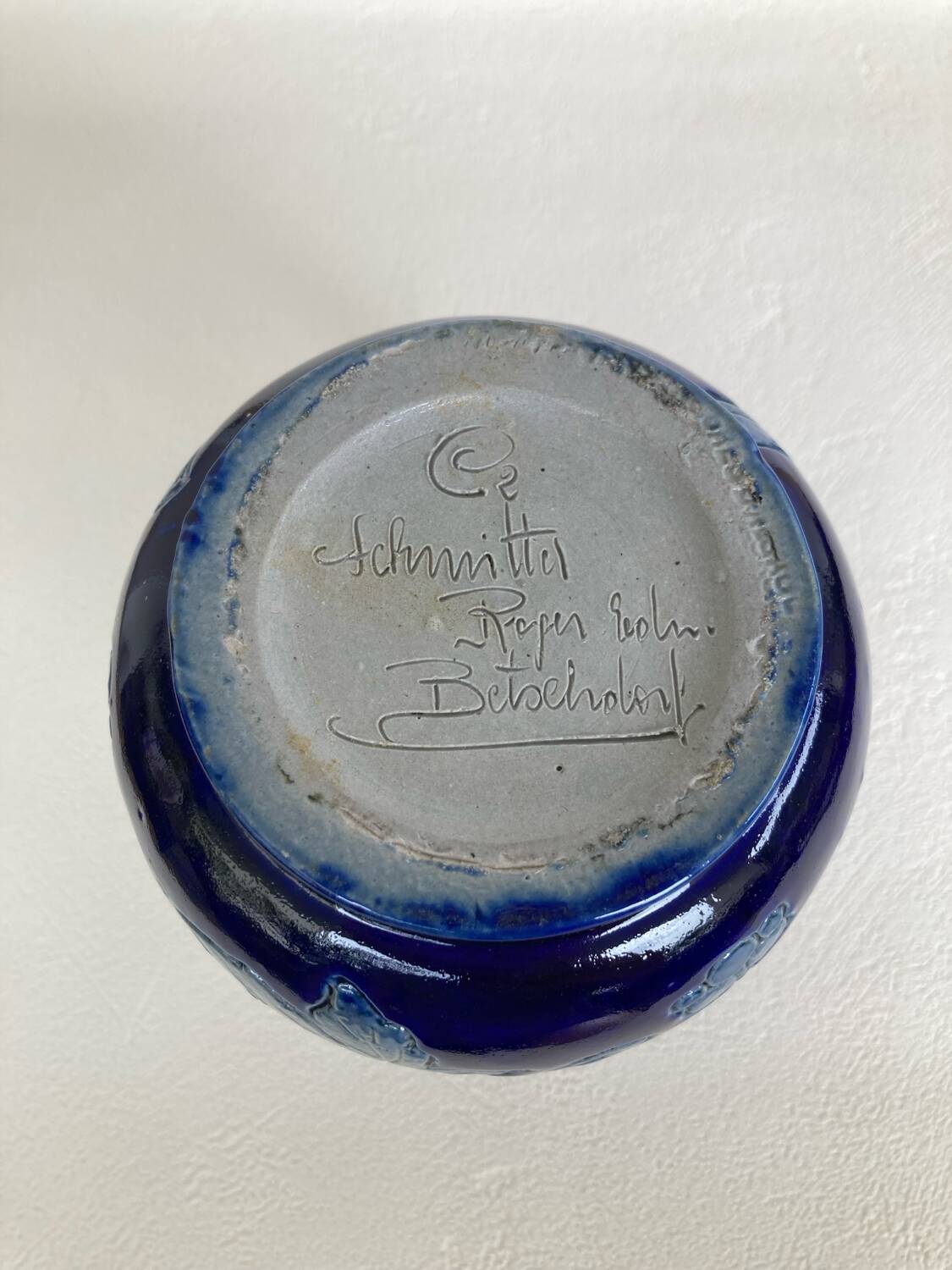 Betschdorf Alsace salt stoneware pitcher signed Schmitter Roger