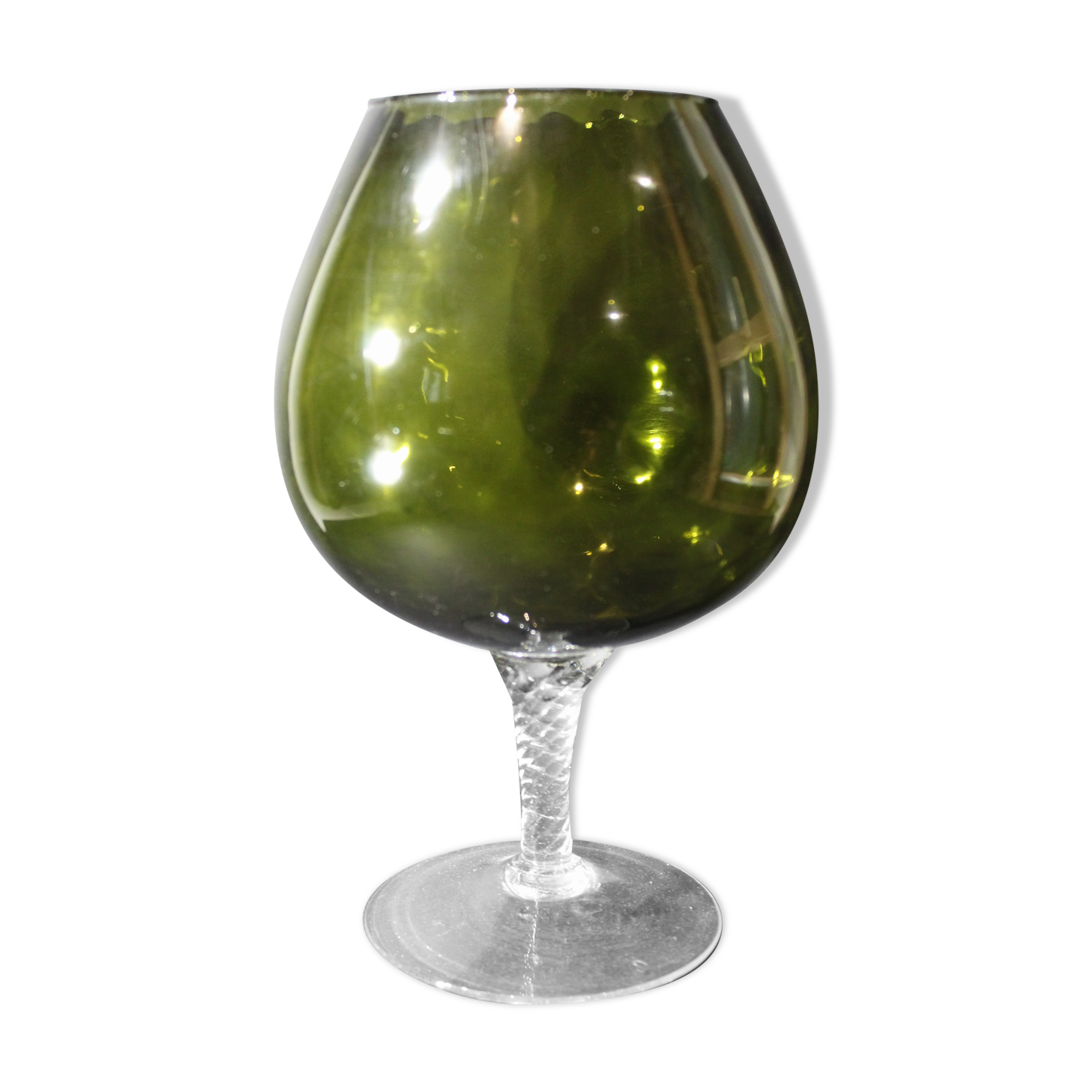 Green glass cup