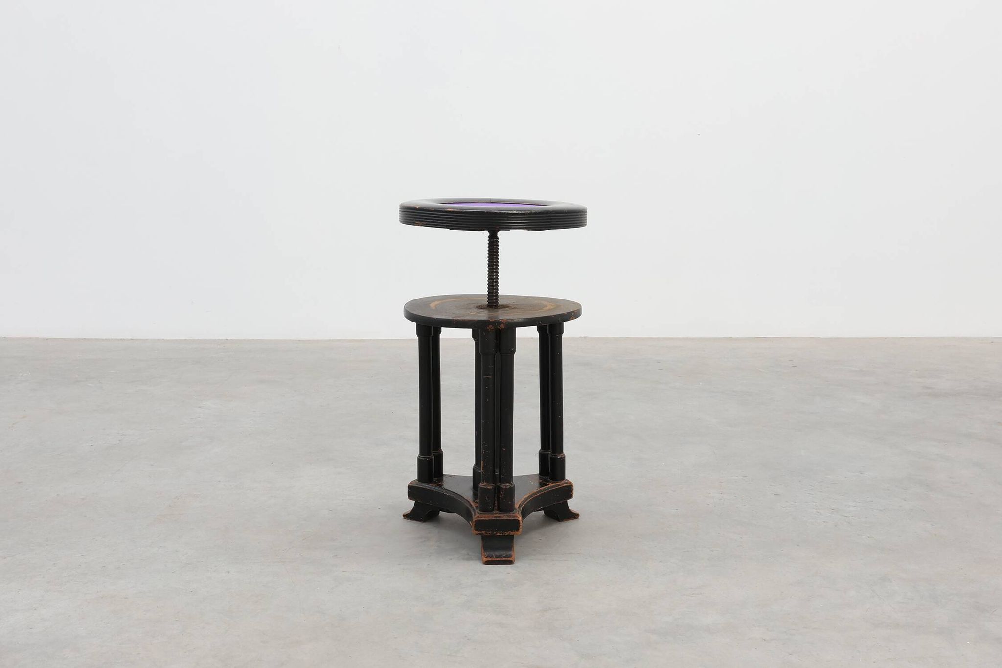 Black and purple adjustable velvet art deco piano stool, Belgium ca. 1910