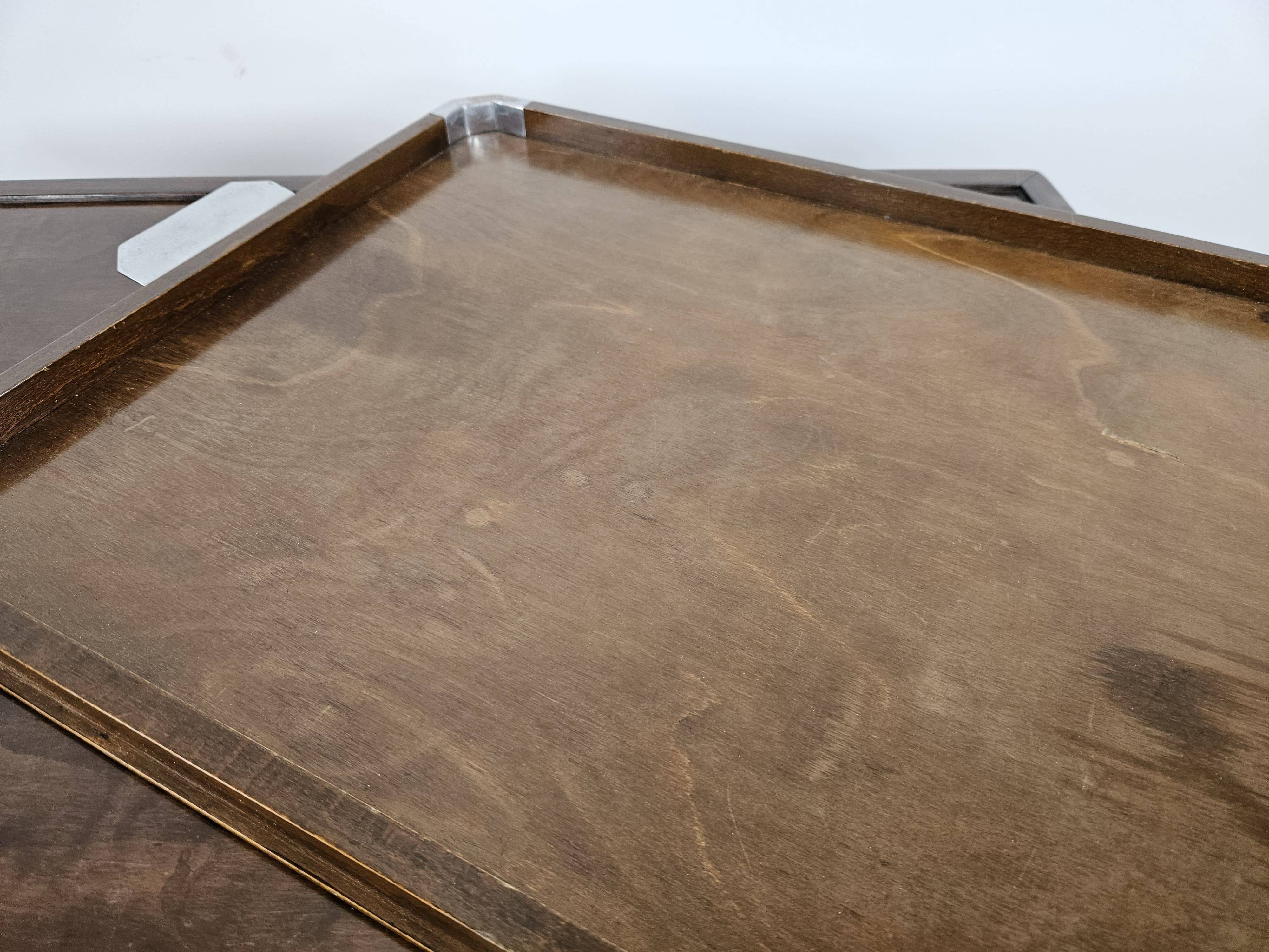 1930s art decò tray by fada in wood and metal