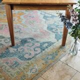 Solid oak farmhouse table, gilded and patinated, two drawers, 260 x 100 cm