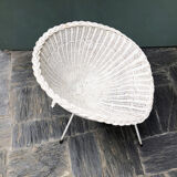 Pair of vintage white rattan armchairs