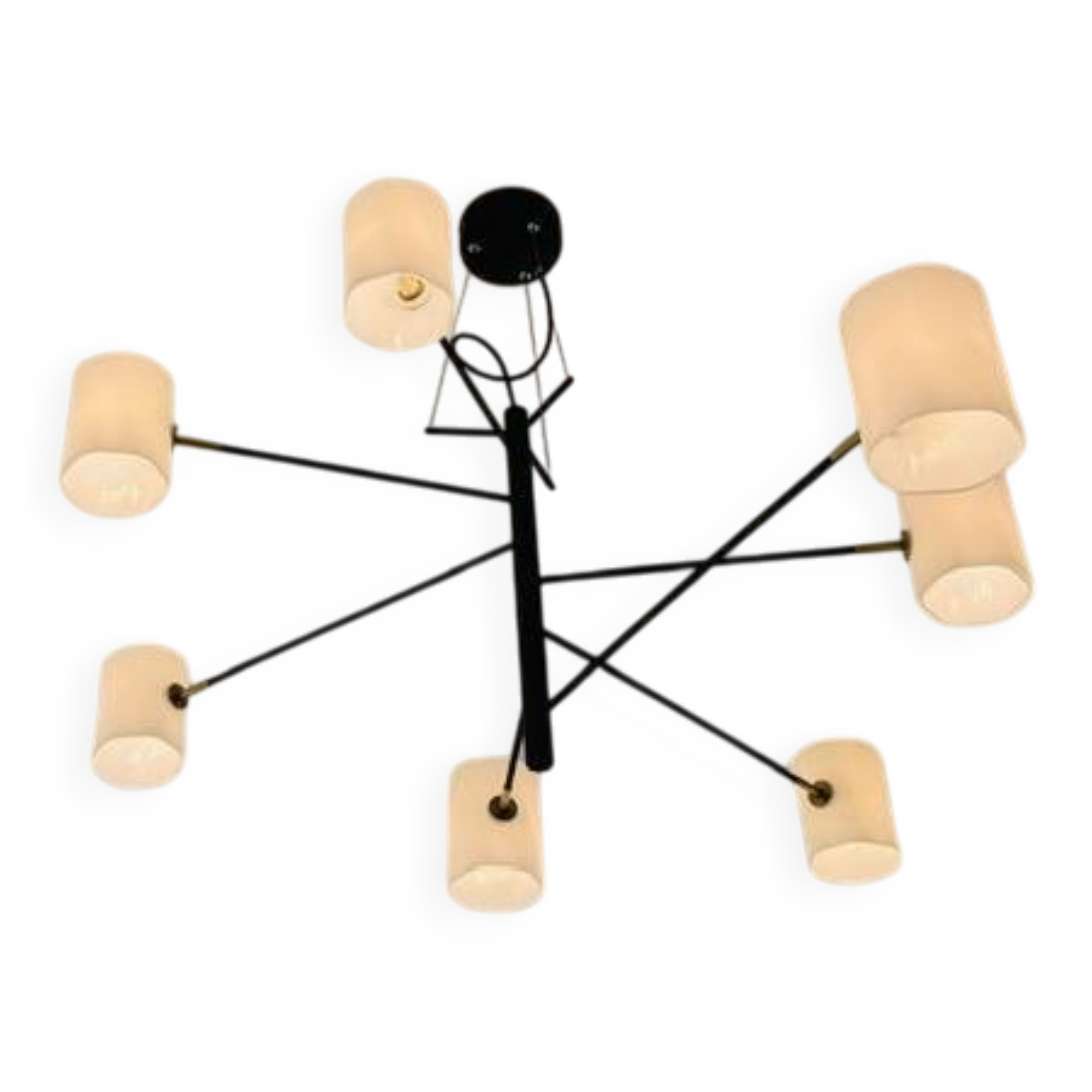 Seyvaa Large Suspension by Avionstudio – opaline glass, brass and black steel