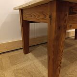 Farmhouse style coffee table, pitch pine base