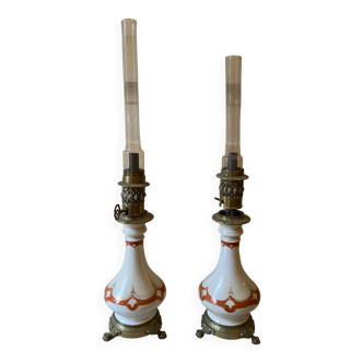 Pair of Napoleon III oil lamps