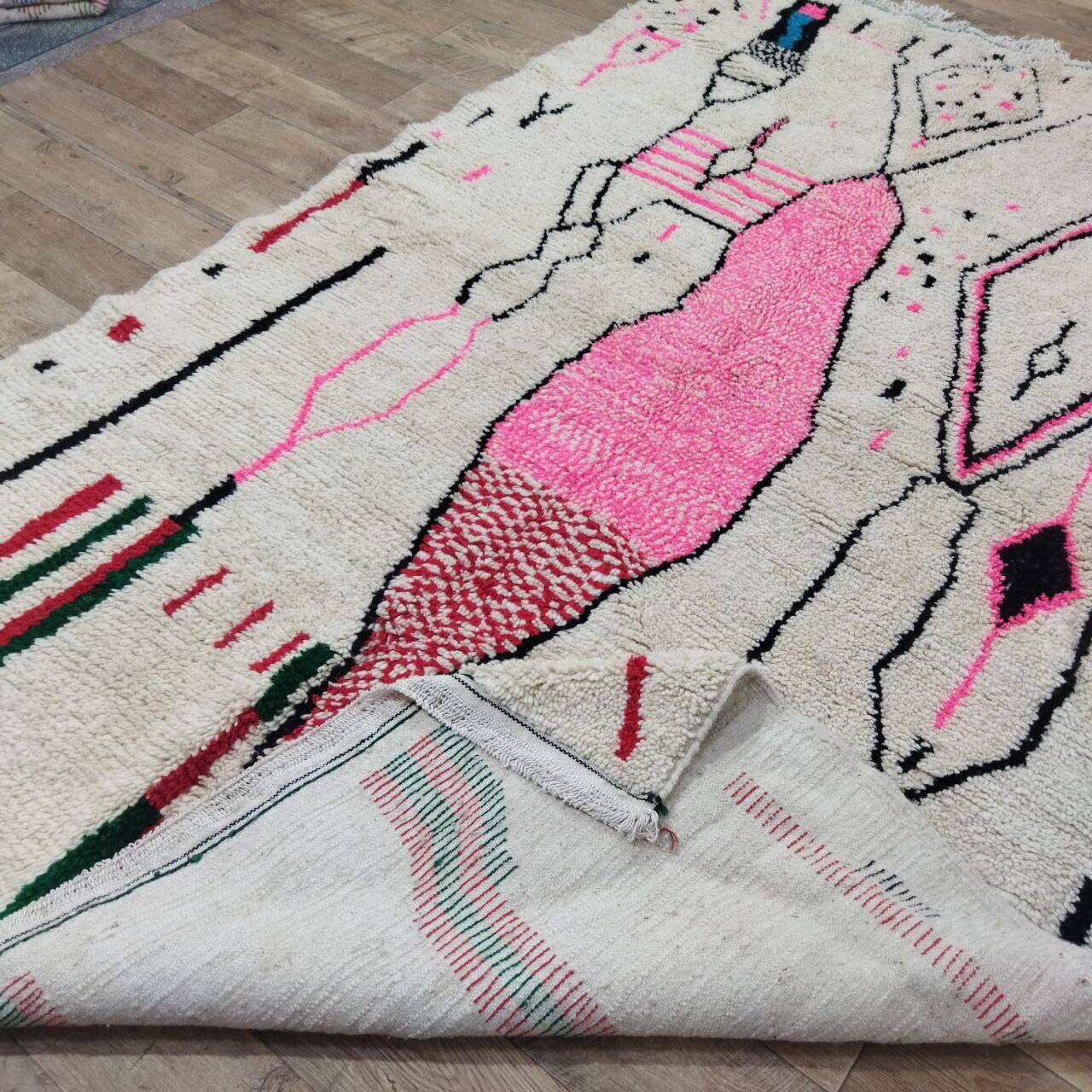 Handmade wool Berber rug 300x195 cm