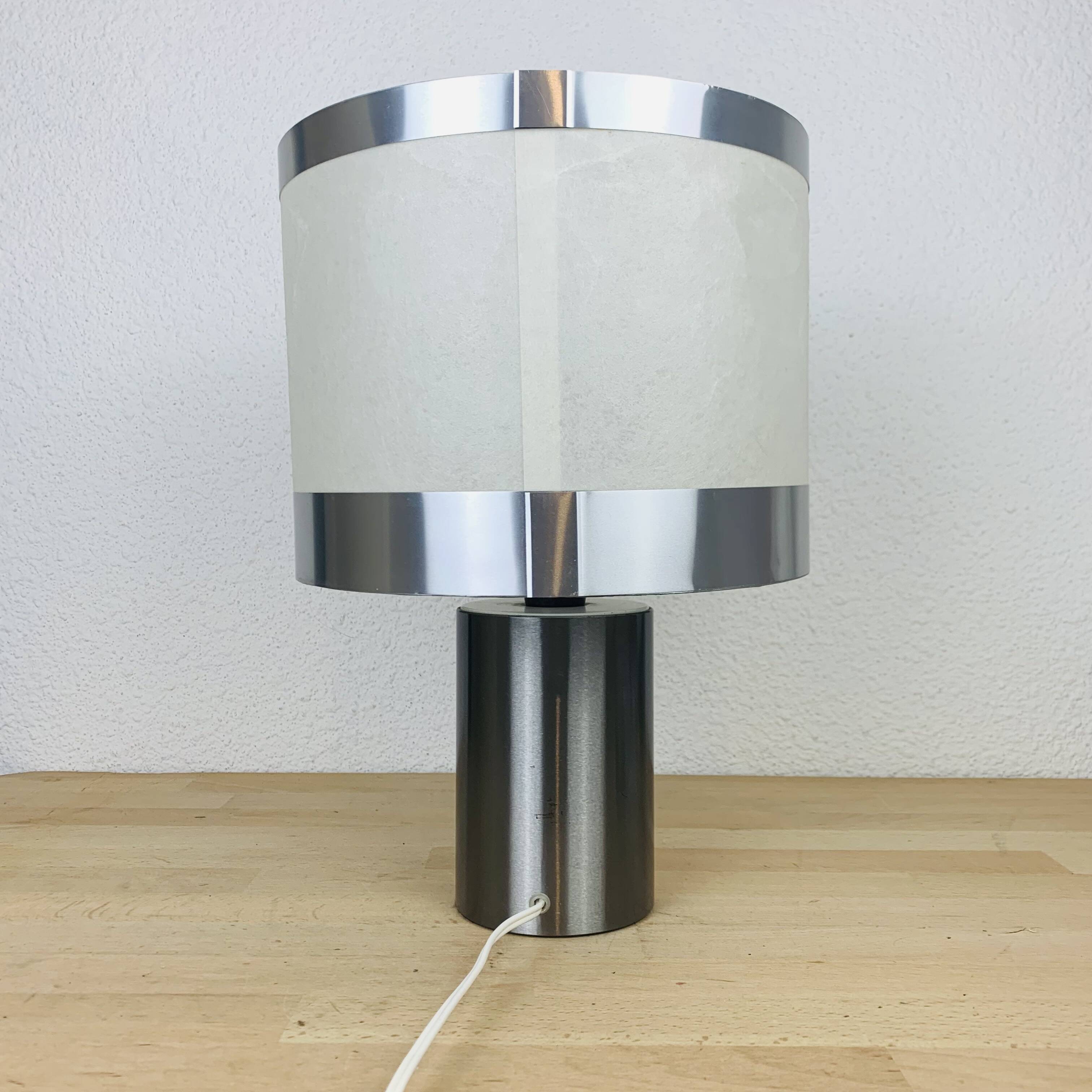 Reggiani cylinder lamp brushed metal 70s