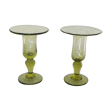 Pair of biot glass candlesticks