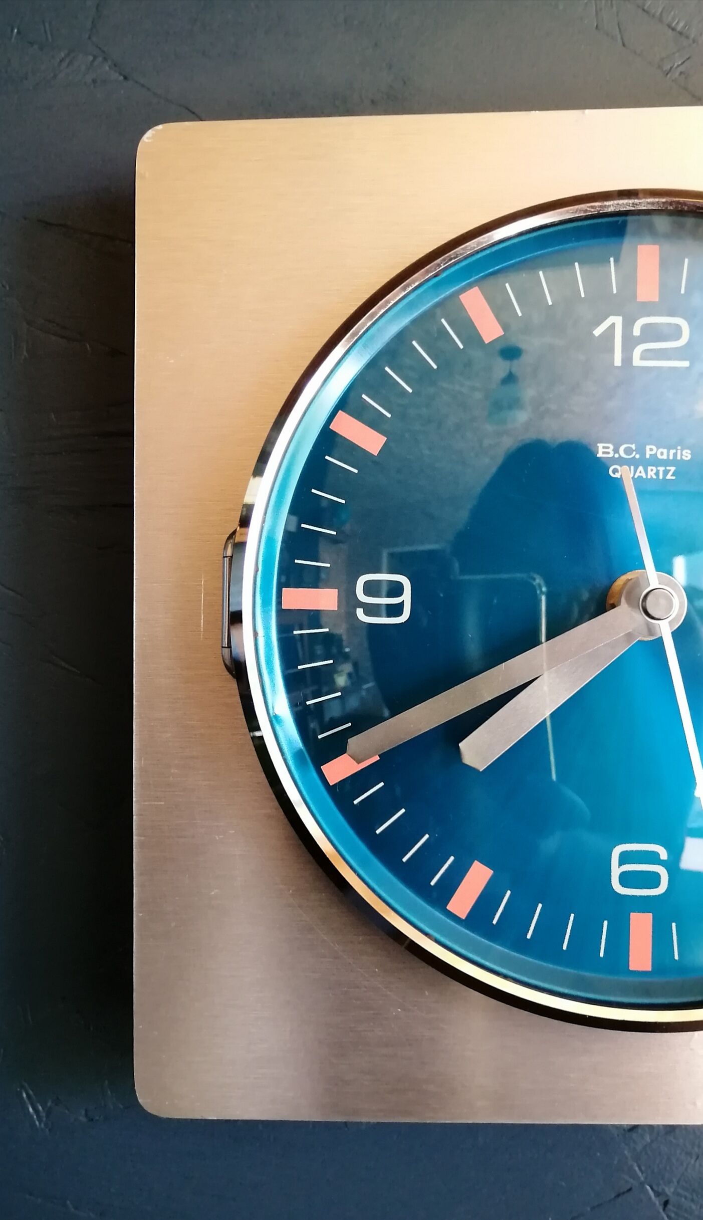 Clock formica vintage wall clock silent square "Quartz Paris"